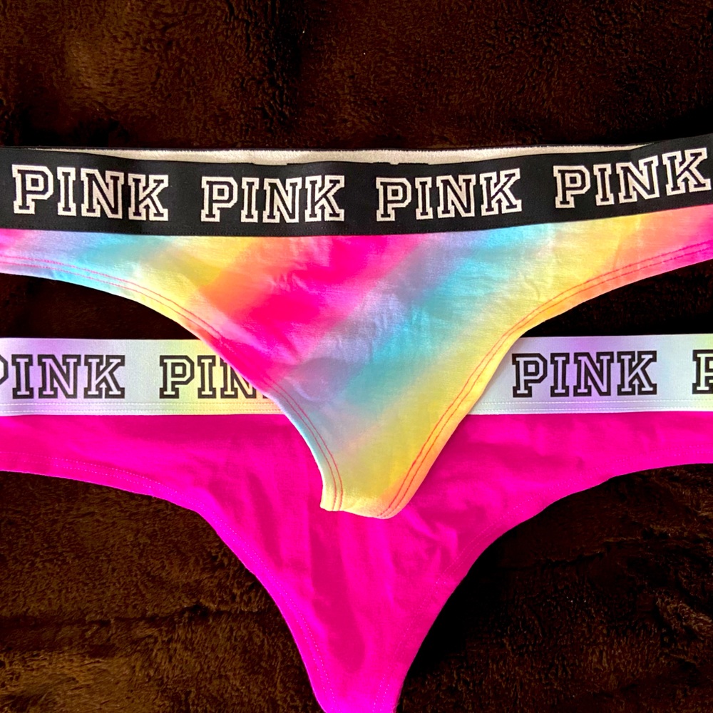 NWOTS NEW without tags Victoria’s Secret PINK panties set of 2 waistband Thong L
